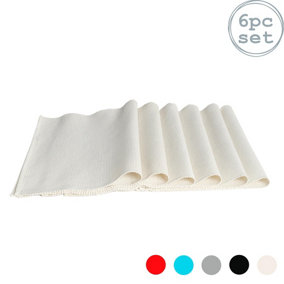 Nicola Spring - Ribbed Cotton Placemats - 48 x 33cm - Natural - Pack of 6