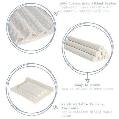 Nicola Spring - Ribbed Cotton Placemats with Table Runner - Natural