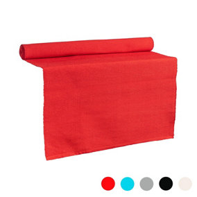 Nicola Spring - Ribbed Cotton Table Runner - 48 x 183cm - Red