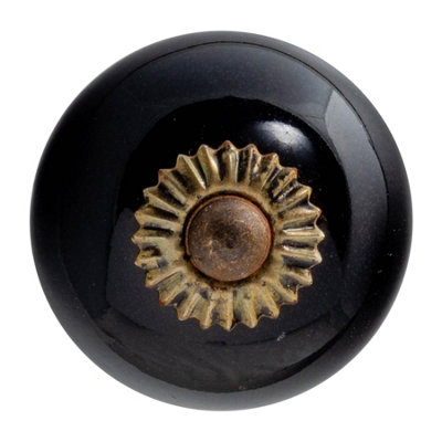 Nicola Spring Round Ceramic Cabinet Knob - Black