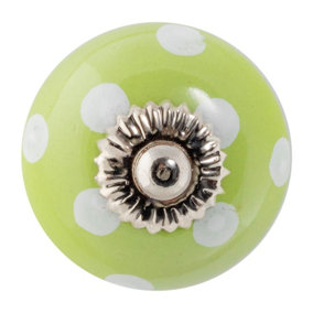 Nicola Spring - Round Ceramic Cabinet Knob - Green Spot