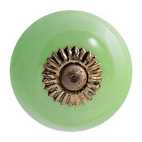 Nicola Spring - Round Ceramic Cabinet Knob - Green