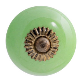 Nicola Spring - Round Ceramic Cabinet Knob - Green