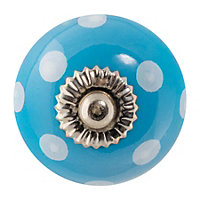 Nicola Spring - Round Ceramic Cabinet Knob - Light Blue Spot