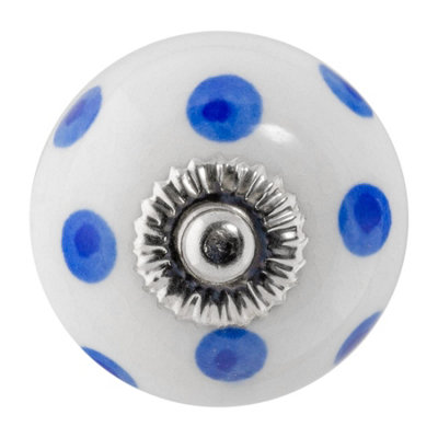 Nicola Spring - Round Ceramic Cabinet Knob - Navy Spot