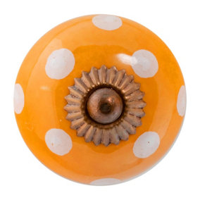 Nicola Spring - Round Ceramic Cabinet Knob - Orange Spot