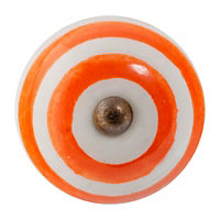 Nicola Spring - Round Ceramic Cabinet Knob - Orange Stripe
