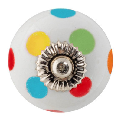 Nicola Spring Round Ceramic Cabinet Knob - Polka Dot