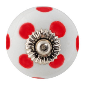 Nicola Spring - Round Ceramic Cabinet Knob - Red Spot