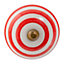 Nicola Spring - Round Ceramic Cabinet Knob - Red Stripe