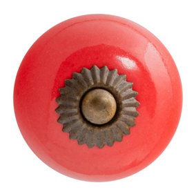 Nicola Spring - Round Ceramic Cabinet Knob - Red