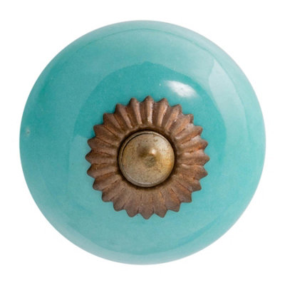 Nicola Spring - Round Ceramic Cabinet Knob - Turquoise