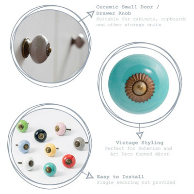 Nicola Spring - Round Ceramic Cabinet Knob - Turquoise