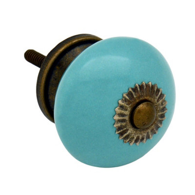 Nicola Spring - Round Ceramic Cabinet Knob - Turquoise - 4