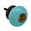 Nicola Spring - Round Ceramic Cabinet Knob - Turquoise