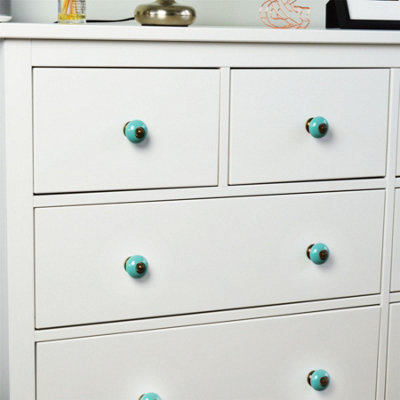 Nicola Spring - Round Ceramic Cabinet Knob - Turquoise - 7