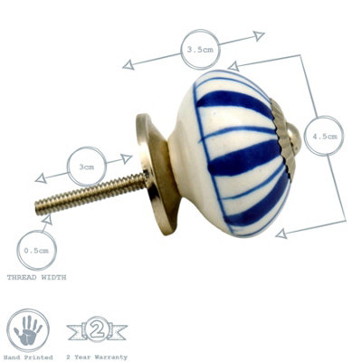 Nicola Spring - Round Ceramic Cabinet Knob - White Rose - 3