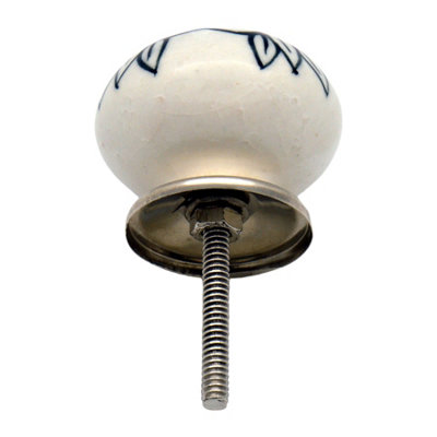 Nicola Spring - Round Ceramic Cabinet Knob - White Rose - 5