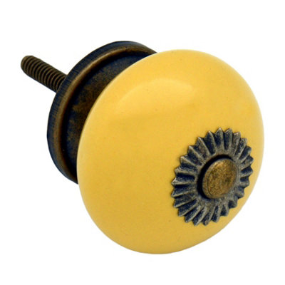 Nicola Spring - Round Ceramic Cabinet Knob - Yellow