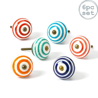Nicola Spring Round Ceramic Cabinet Knobs - 6 Colours - Pack of 6