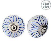 Nicola Spring - Round Ceramic Cabinet Knobs - Light Blue - Pack of 6