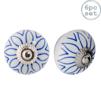 Nicola Spring - Round Ceramic Cabinet Knobs - Light Blue - Pack of 6