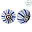 Nicola Spring - Round Ceramic Cabinet Knobs - Navy Lines - Pack of 6