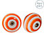 Nicola Spring - Round Ceramic Cabinet Knobs - Orange Stripe - Pack of 6