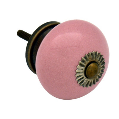 Nicola Spring - Round Ceramic Cabinet Knobs - Pink - Pack of 6
