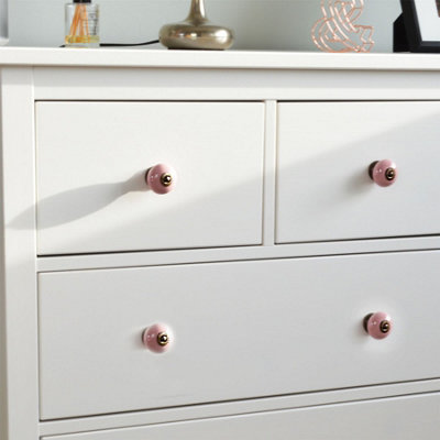 Nicola Spring - Round Ceramic Cabinet Knobs - Pink - Pack of 6 - 7