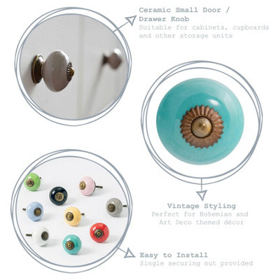 Nicola Spring - Round Ceramic Cabinet Knobs - Red - Pack of 6