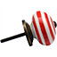 Nicola Spring - Round Ceramic Cabinet Knobs - Red Stripe - Pack of 6