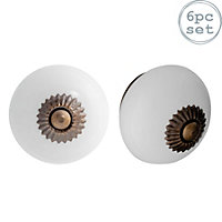Nicola Spring - Round Ceramic Cabinet Knobs - White - Pack of 6