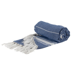 Nicola Spring - Round Turkish Cotton Beach Towel - 190cm - Navy