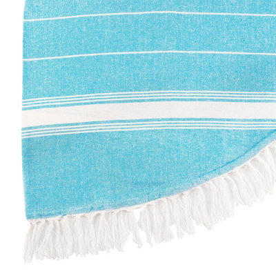 Nicola Spring - Round Turkish Cotton Beach Towels - 190cm - Light Blue - Pack of 2 - 4