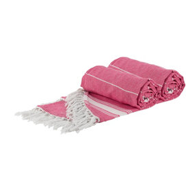 Nicola Spring - Round Turkish Cotton Beach Towels - 190cm - Pink - Pack of 2
