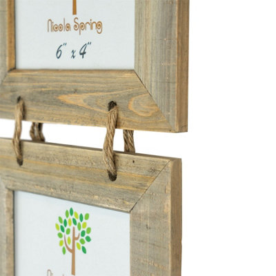Nicola Spring Rustic Wooden Hanging 3 Photo Frame - 6 x 4" - Natural