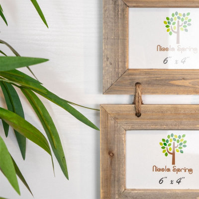Nicola Spring Rustic Wooden Hanging 3 Photo Frame - 6 x 4" - Natural