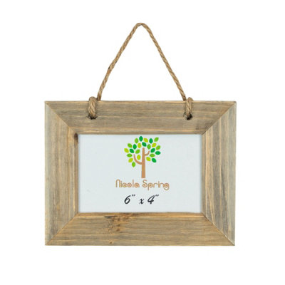 Nicola Spring - Rustic Wooden Hanging Photo Frame - 6 x 4" - Natural