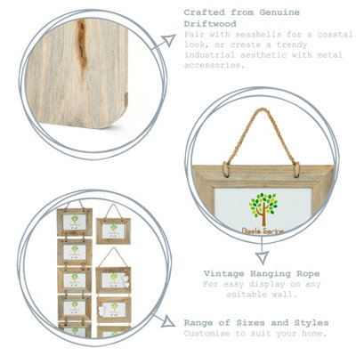 Nicola Spring - Rustic Wooden Hanging Photo Frame - 6 x 4" - Natural