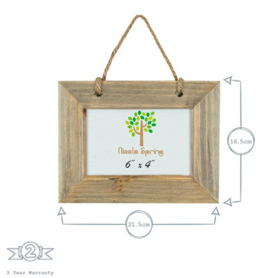 Nicola Spring - Rustic Wooden Hanging Photo Frame - 6 x 4" - Natural