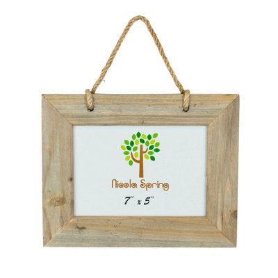 Nicola Spring - Rustic Wooden Hanging Photo Frame - 7 x 5" - Natural