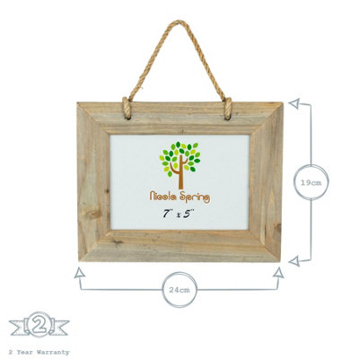 Nicola Spring - Rustic Wooden Hanging Photo Frame - 7 x 5" - Natural