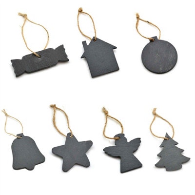 Nicola Spring - Slate Christmas Tree Decoration - 7 x 8cm - Tree - 4