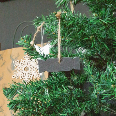 Nicola Spring - Slate Christmas Tree Decorations - 7.5 x 2.5cm - Cracker - Pack of 6 - 4