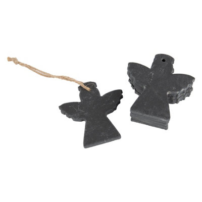 Nicola Spring - Slate Christmas Tree Decorations - 7 x 7cm - Angel - Pack of 6