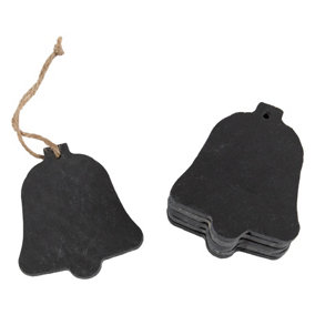 Nicola Spring - Slate Christmas Tree Decorations - 7 x 8.5cm - Bell - Pack of 6