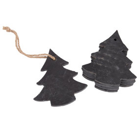 Nicola Spring - Slate Christmas Tree Decorations - 7 x 8cm - Tree - Pack of 6