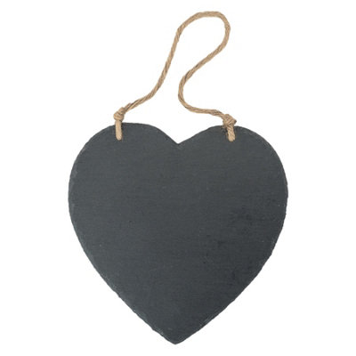 Nicola Spring - Slate Heart Hanging Notice Board - 24.5 x 24.5cm - Natural