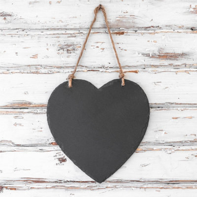 Nicola Spring - Slate Heart Hanging Notice Board - 24.5 x 24.5cm - Natural
